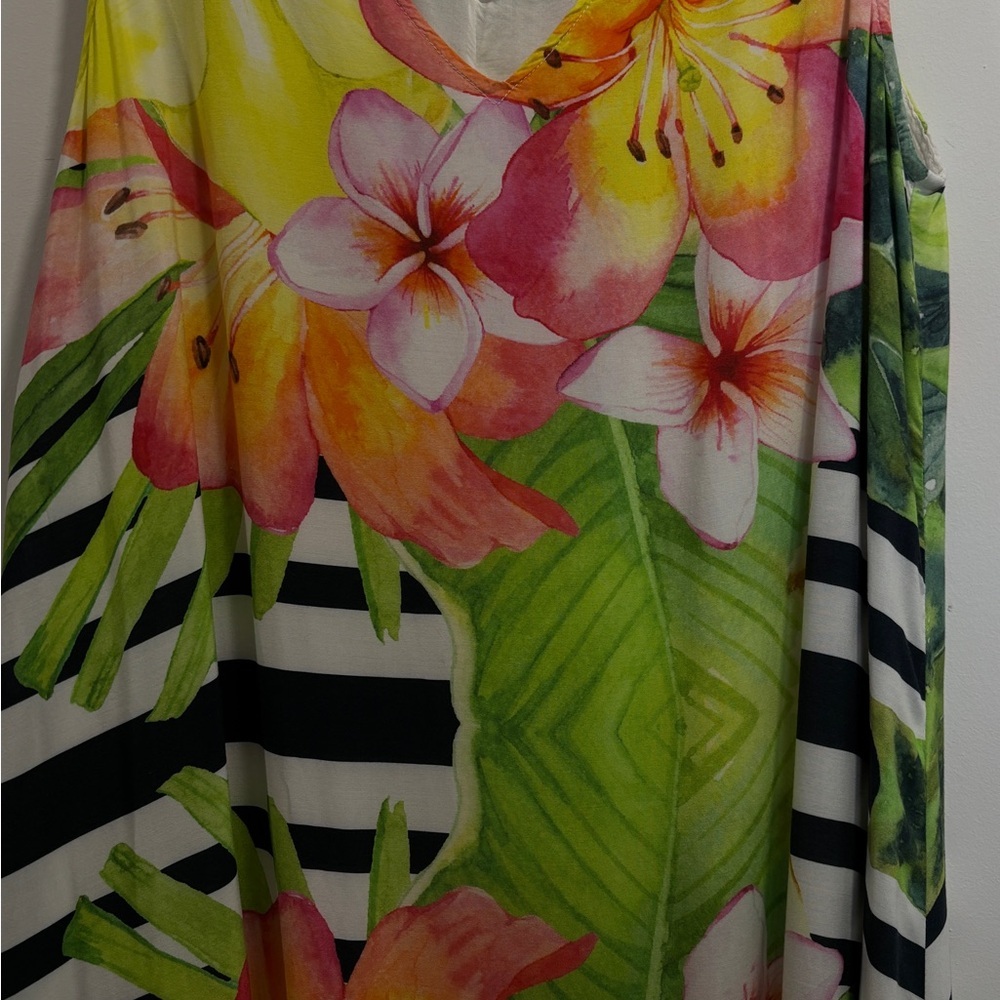 Cartise 16 Tropical Floral Midi Dress Bright Hibiscus Print Sleeveless Summer - Picture 5 of 15